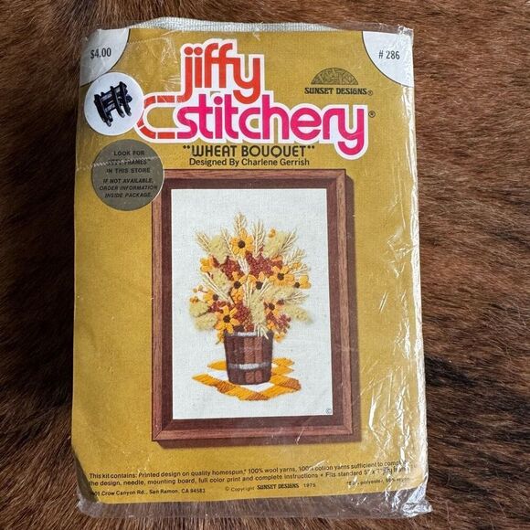 VTG Cottage Core Sunset Designs Jiffy Stitchery Crewel - Picture 2 of 5